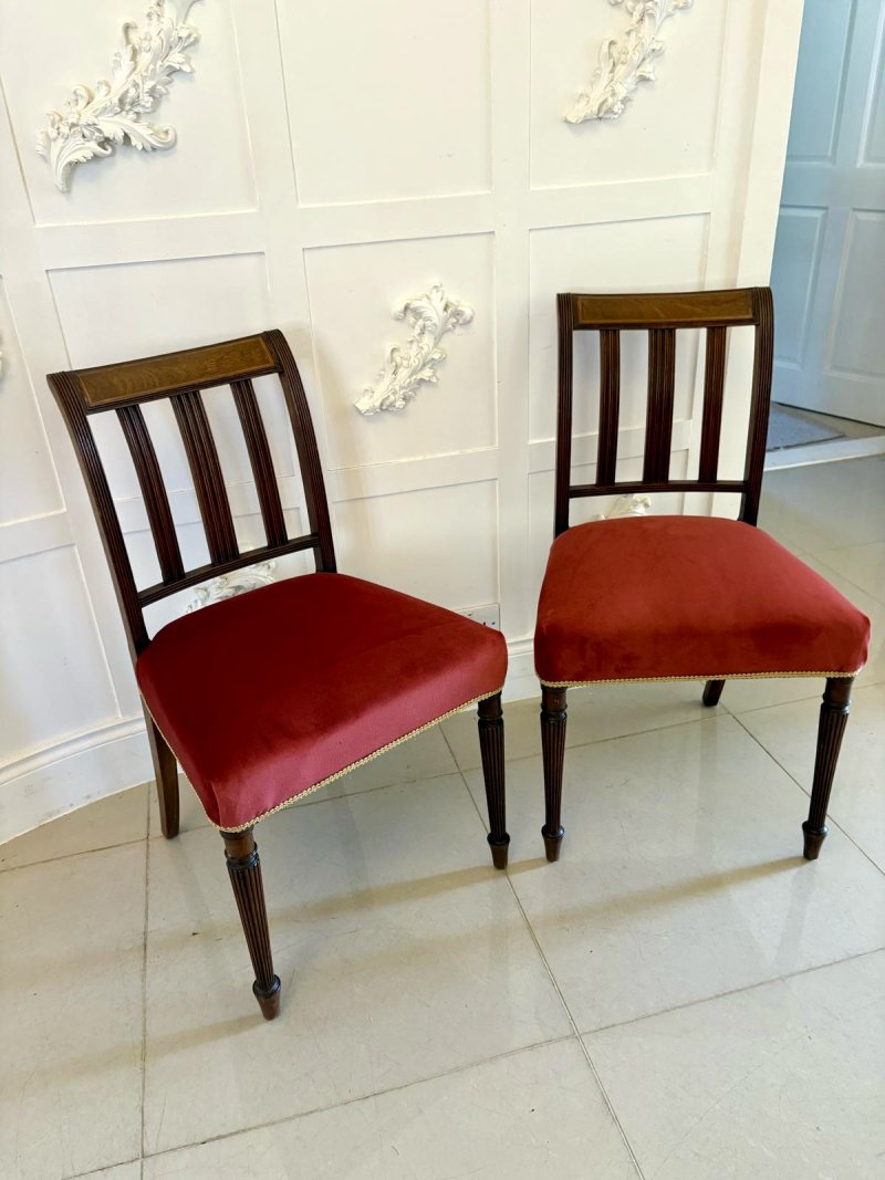 Set of 6 Antique George III Quality Mahogany Inlaid Dining Chairs - Image 4